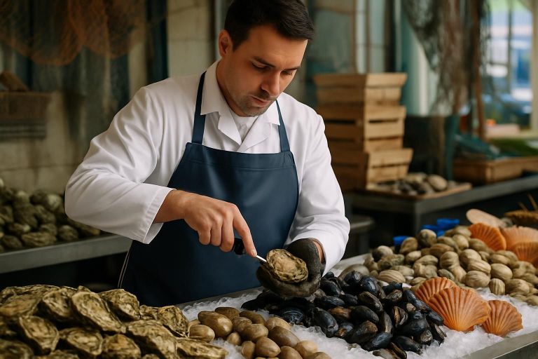 découvrez le métier passionnant d’écailler, expert des fruits de mer, maîtrisant l’art de la coquille pour vous offrir des produits frais et raffinés.